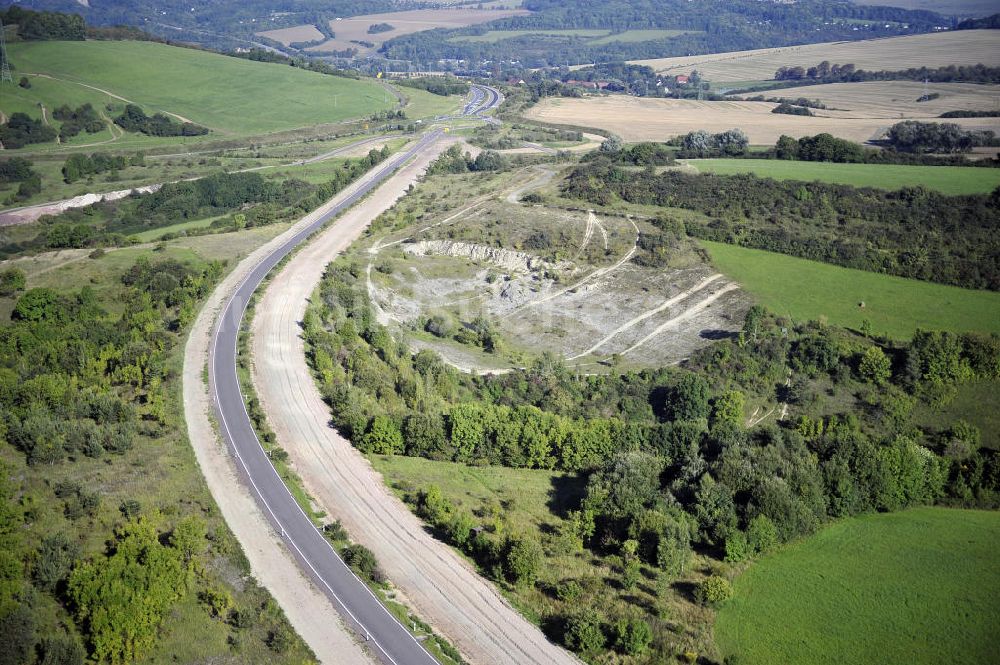 Wutha-Farnroda von oben - Abrißarbeiten am Streckenverlauf des A4 - demolition work on the old, disused itinerary of the A4 motorway course