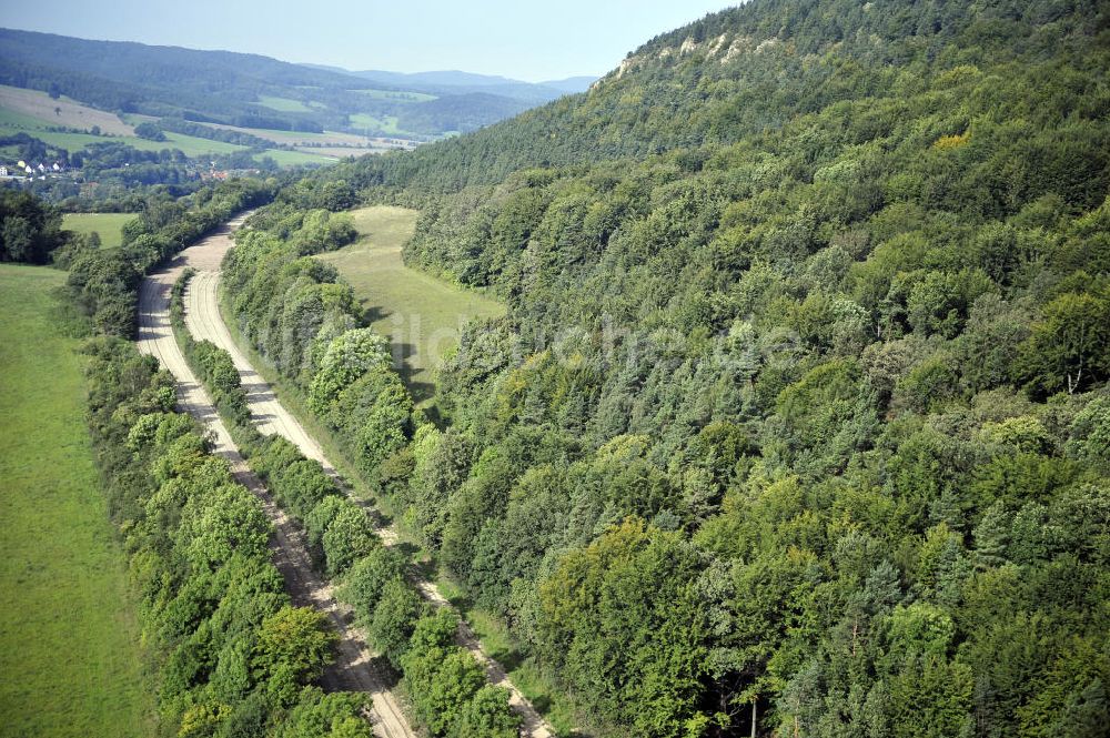 Luftaufnahme Wutha-Farnroda - Abrißarbeiten am Streckenverlauf des A4 - demolition work on the old, disused itinerary of the A4 motorway course