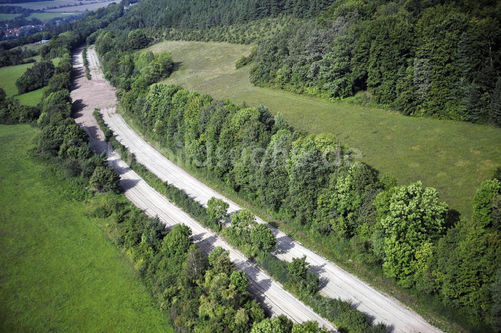 Wutha-Farnroda von oben - Abrißarbeiten am Streckenverlauf des A4 - demolition work on the old, disused itinerary of the A4 motorway course