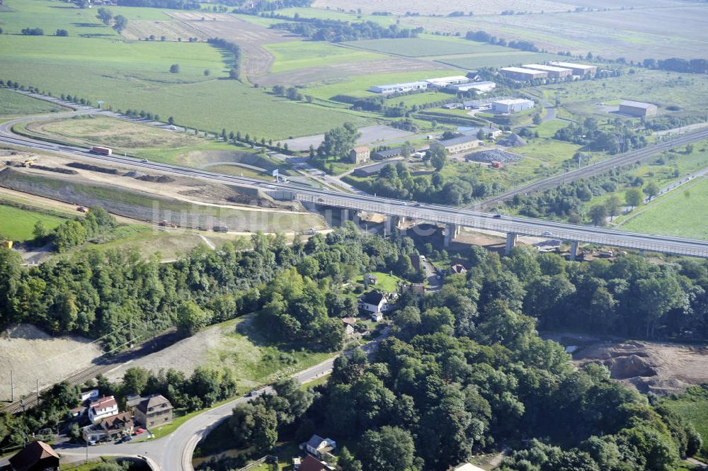 Luftaufnahme Wutha-Farnroda - Abrißarbeiten am Streckenverlauf des A4 - demolition work on the old, disused itinerary of the A4 motorway course