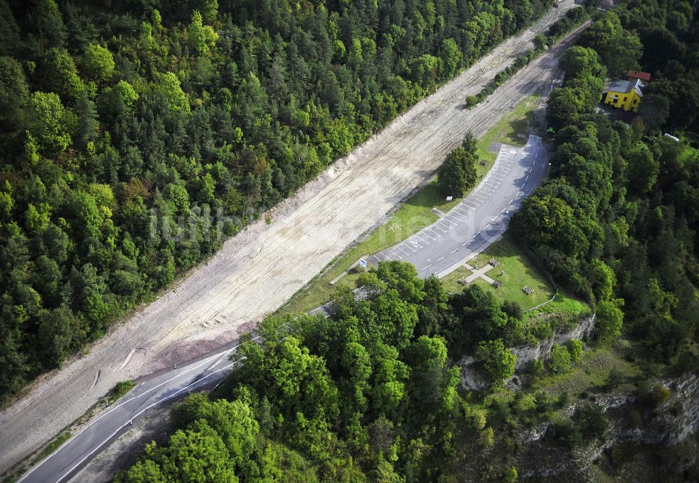 Wutha-Farnroda von oben - Abrißarbeiten am Streckenverlauf des A4 - demolition work on the old, disused itinerary of the A4 motorway course