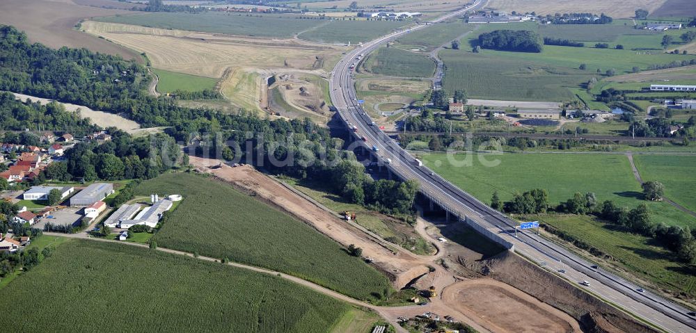 Wutha-Farnroda von oben - Abrißarbeiten am Streckenverlauf des A4 - demolition work on the old, disused itinerary of the A4 motorway course