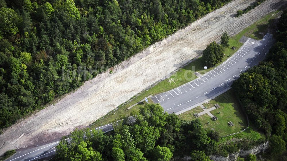 Wutha-Farnroda von oben - Abrißarbeiten am Streckenverlauf des A4 - demolition work on the old, disused itinerary of the A4 motorway course