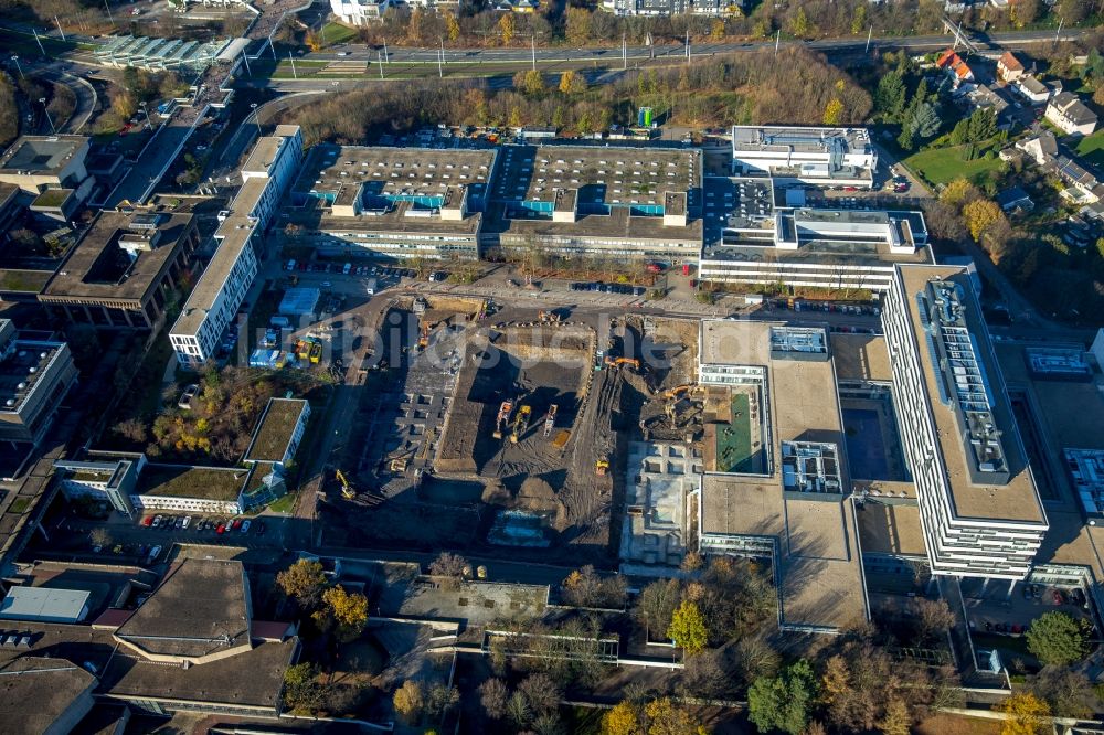 Luftbild Bochum - Abrißarbeiten der Urgebäude der RUB am Campus der Ruhr-Universität Bochum im Bundesland Nordrhein-Westfalen