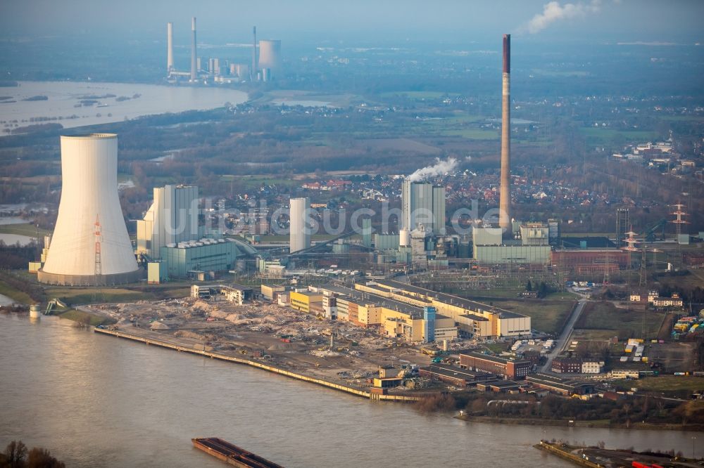 Luftbild Walsum - Abrißarbeiten am Werksgelände der ehemaligen Papierfabrik Norske Skog und der Papierfabrik Haindl in Duisburg im Bundesland Nordrhein-Westfalen - NRW, Deutschland