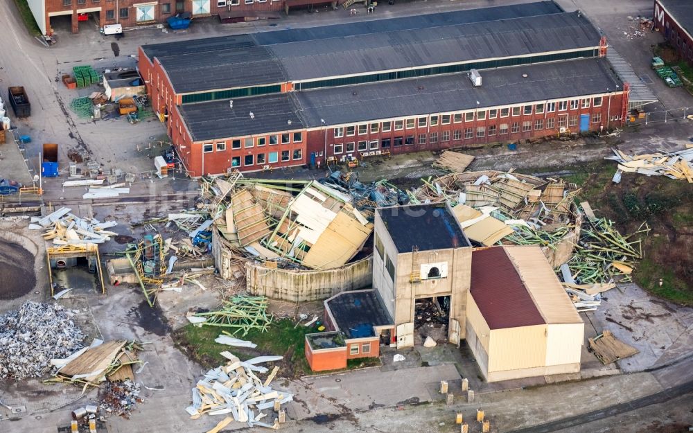 Walsum von oben - Abrißarbeiten am Werksgelände der ehemaligen Papierfabrik Norske Skog und der Papierfabrik Haindl in Duisburg im Bundesland Nordrhein-Westfalen - NRW, Deutschland