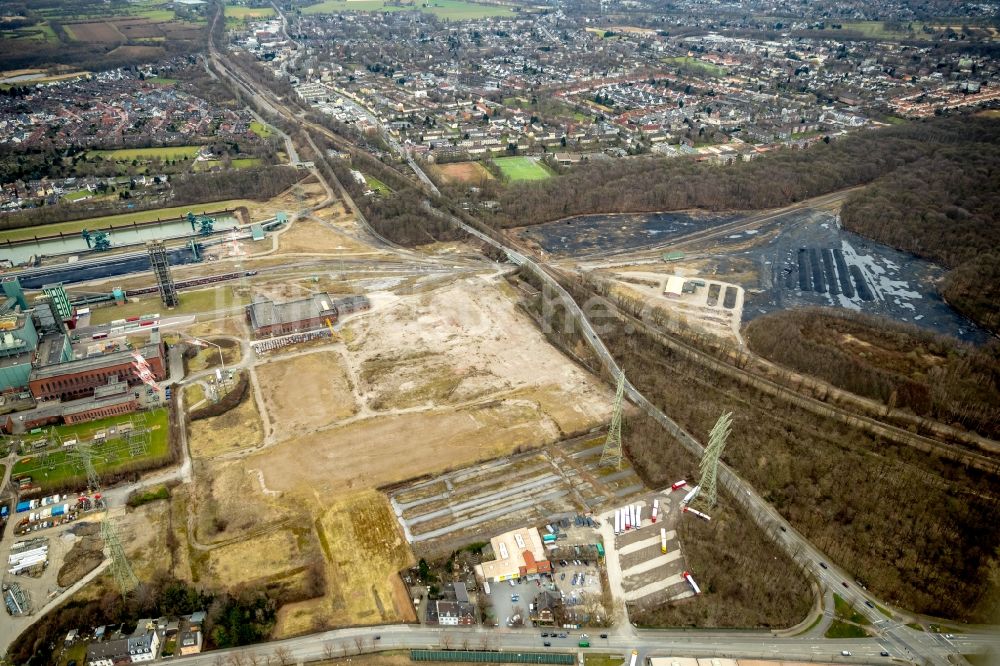 Luftbild Duisburg - Abrißarbeiten am Werksgelände der ehemaligen Papierfabrik Norske Skog und der Papierfabrik Haindl in Duisburg im Bundesland Nordrhein-Westfalen - NRW, Deutschland