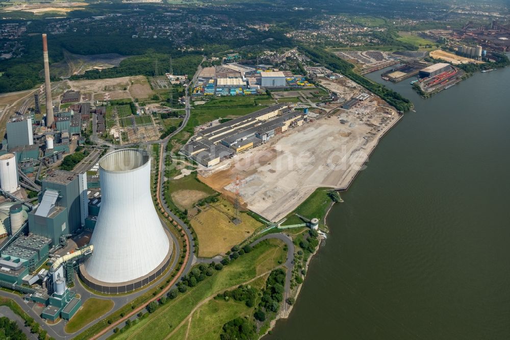 Luftbild Duisburg - Abrißarbeiten am Werksgelände der ehemaligen Papierfabrik Norske Skog und der Papierfabrik Haindl in Duisburg im Bundesland Nordrhein-Westfalen - NRW, Deutschland