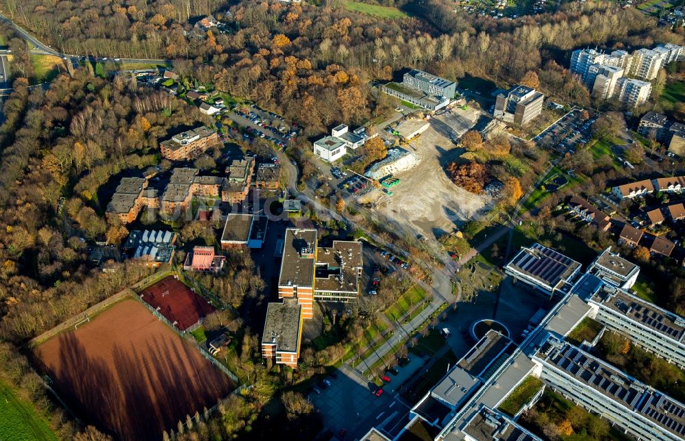 Gelsenkirchen von oben - Abrißfläche des Altbaus der Westfälischen Hochschule in Gelsenkirchen im Bundesland Nordrhein-Westfalen
