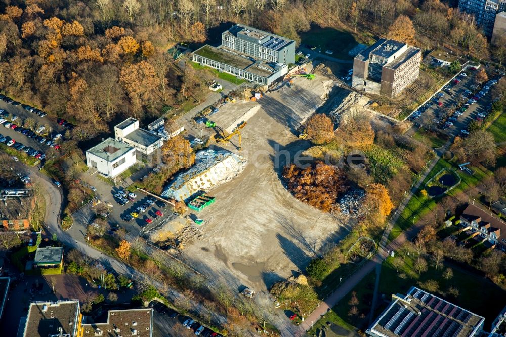 Gelsenkirchen aus der Vogelperspektive: Abrißfläche des Altbaus der Westfälischen Hochschule in Gelsenkirchen im Bundesland Nordrhein-Westfalen