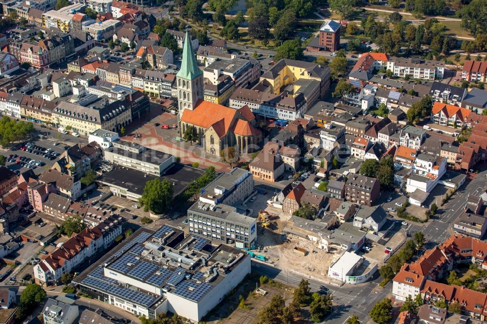 Hamm von oben - Abrißfläche der Bürohaus- Gebäude Haus der Lippewelle in Hamm im Bundesland Nordrhein-Westfalen