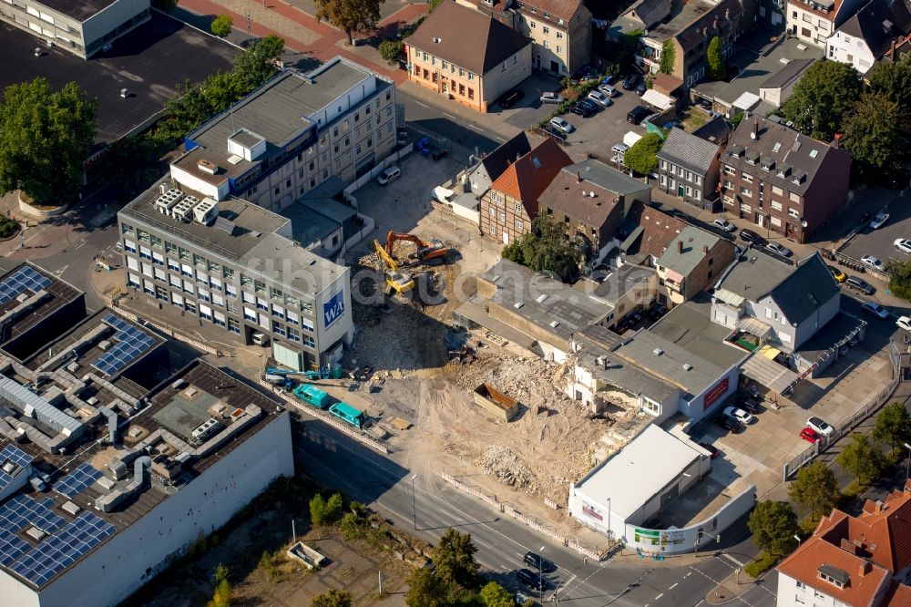 Hamm aus der Vogelperspektive: Abrißfläche der Bürohaus- Gebäude Haus der Lippewelle in Hamm im Bundesland Nordrhein-Westfalen