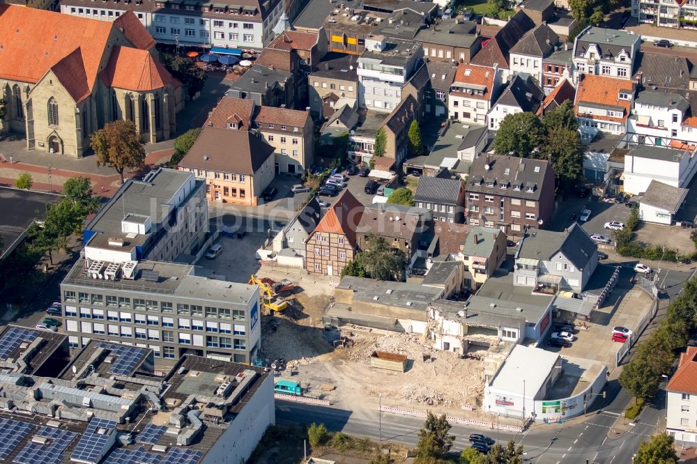 Hamm von oben - Abrißfläche der Bürohaus- Gebäude Haus der Lippewelle in Hamm im Bundesland Nordrhein-Westfalen