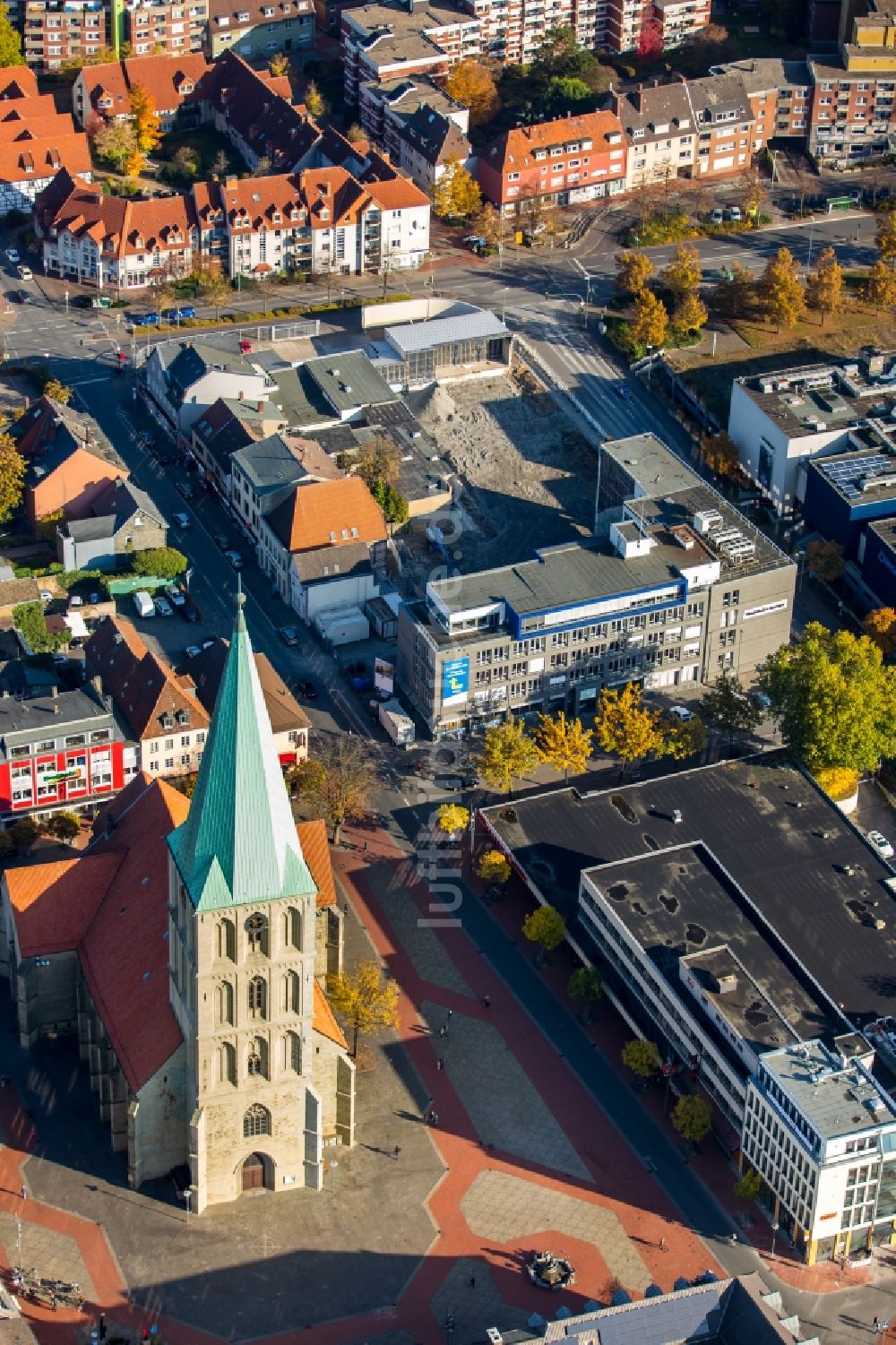 Luftbild Hamm - Abrißfläche der Bürohaus- Gebäude vom WA-Pressehaus und der Redaktionsräume Lippewelle in Hamm im Bundesland Nordrhein-Westfalen