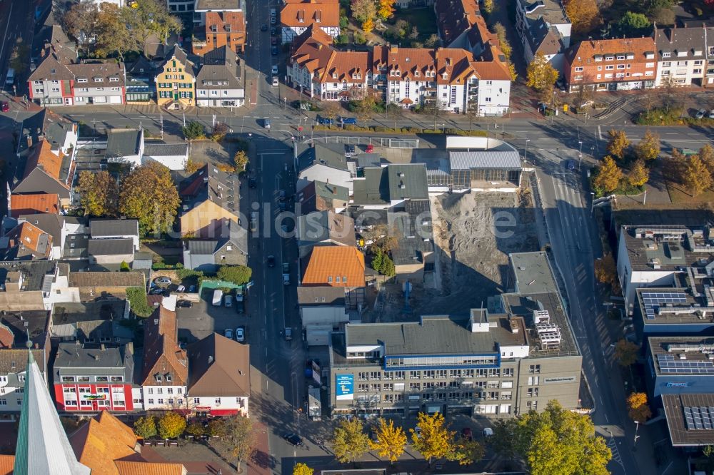 Luftaufnahme Hamm - Abrißfläche der Bürohaus- Gebäude vom WA-Pressehaus und der Redaktionsräume Lippewelle in Hamm im Bundesland Nordrhein-Westfalen