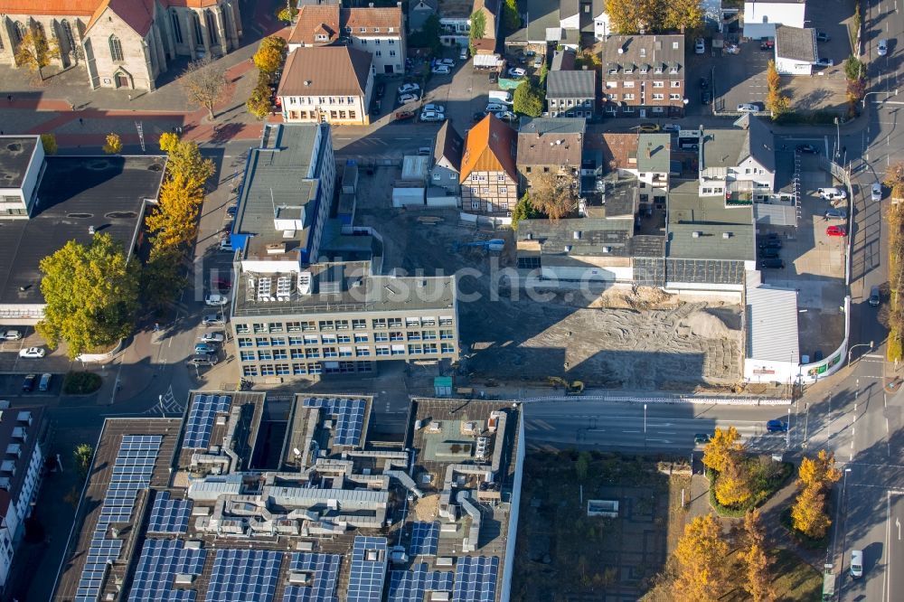 Luftaufnahme Hamm - Abrißfläche der Bürohaus- Gebäude vom WA-Pressehaus und der Redaktionsräume Lippewelle in Hamm im Bundesland Nordrhein-Westfalen