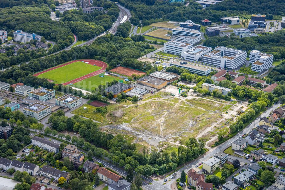 Luftbild Bochum - Abrißfläche des ehemaligen Schul- Gebäude Erich-Kästner-Schule in Bochum im Bundesland Nordrhein-Westfalen