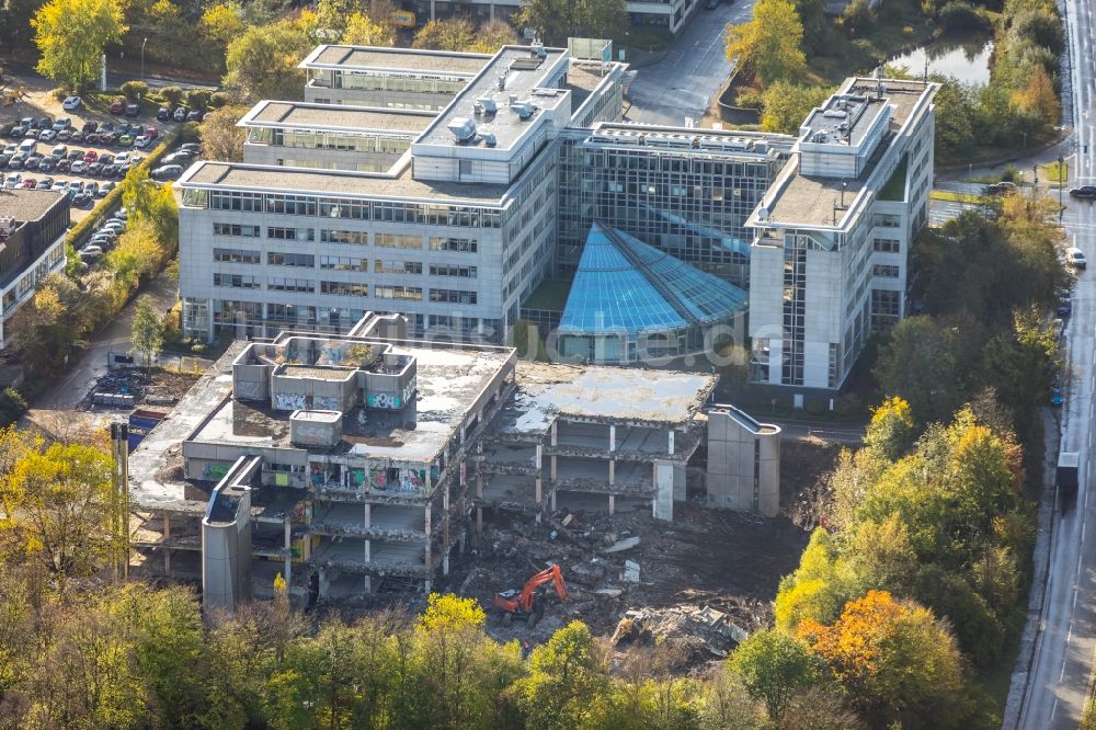 Essen aus der Vogelperspektive: Abrißfläche des ehemaligen Schul- Gebäude der Essener Polizeischule in Essen im Bundesland Nordrhein-Westfalen, Deutschland