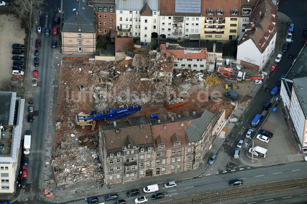 Nürnberg aus der Vogelperspektive: Abrißfläche des Gebäude der Bahnhofstraße - Reindelstraße - Flaschenhofstraße in Nürnberg im Bundesland Bayern