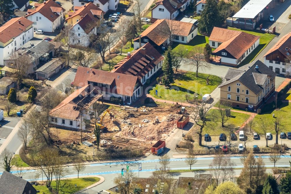 Bad Wildungen aus der Vogelperspektive: Abrißfläche des Gebäudes an der Giflitzer Straße in Bad Wildungen im Bundesland Hessen, Deutschland