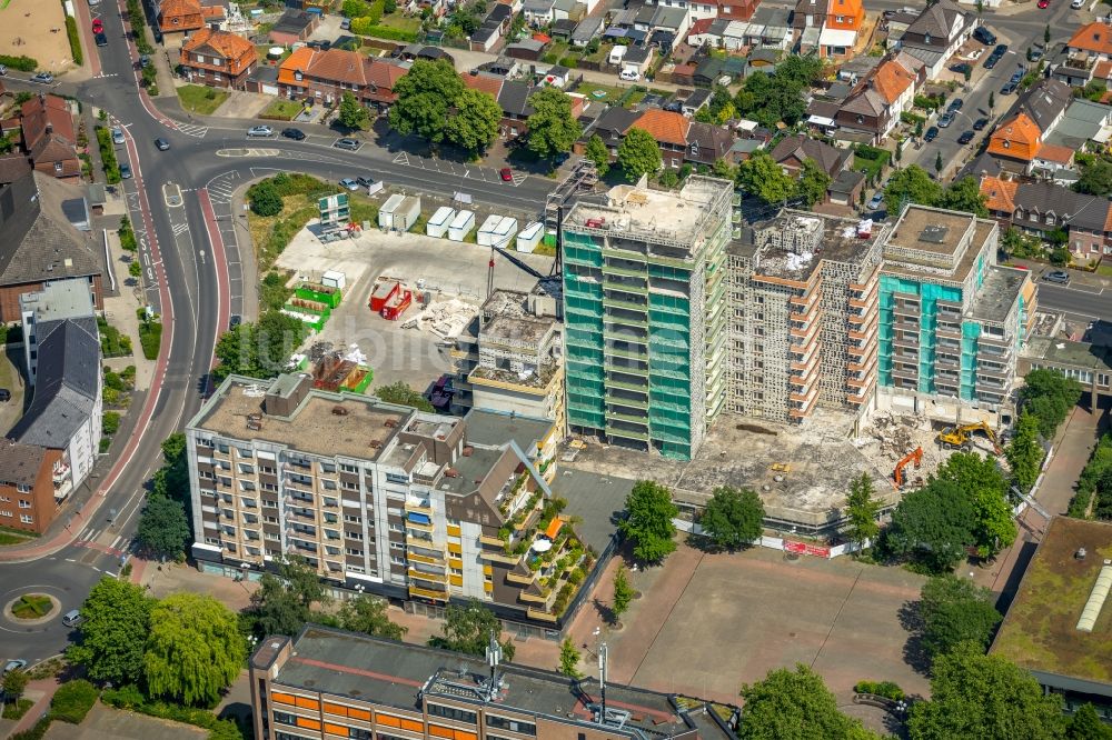 Luftbild Kamp-Lintfort - Abrißfläche des Hochhaus - Gebäudes Bunten Riesen in Kamp-Lintfort im Bundesland Nordrhein-Westfalen, Deutschland