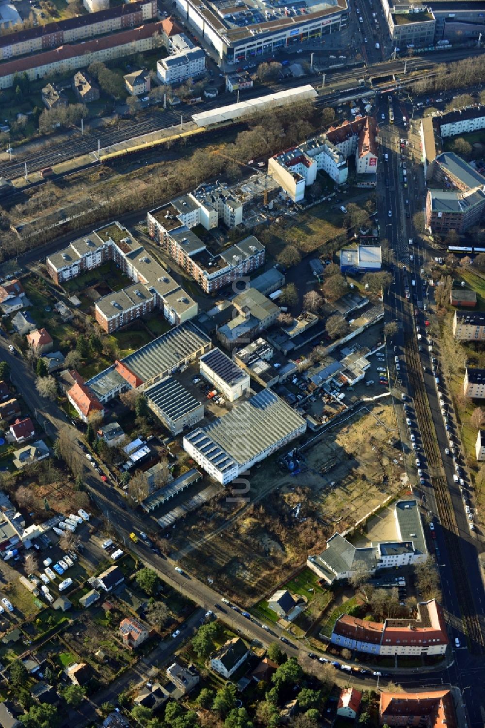 Luftaufnahme Berlin OT Köpenick - Abrissfläche Mahlsdorfer Straße - Hirtenstraße im Stadtteil Köpenick von Berlin