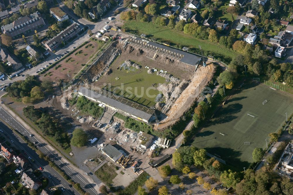 Luftbild Aachen - Abrißfläche und Rückbau des alten Aachener Tivoli Stadion in Aachen im Bundesland Nordrhein-Westfalen, Deutschland