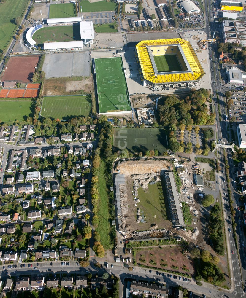 Luftbild Aachen - Abrißfläche und Rückbau des alten Aachener Tivoli Stadion in Aachen im Bundesland Nordrhein-Westfalen, Deutschland