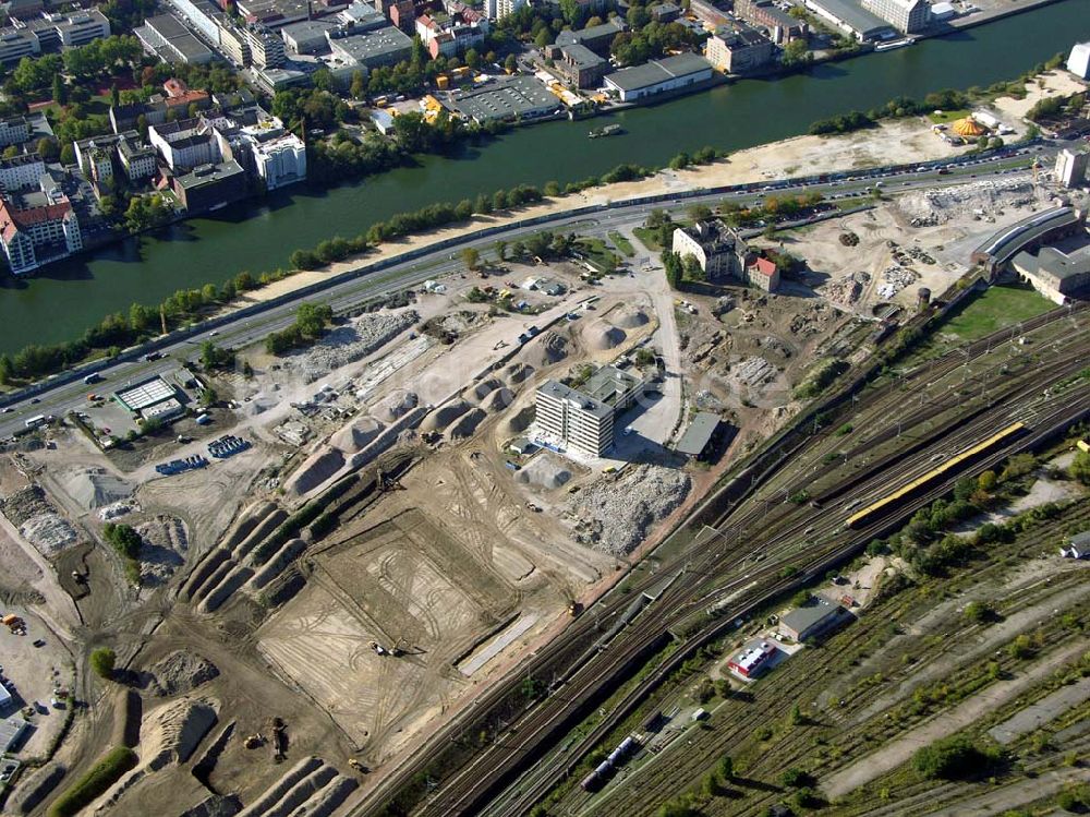 Berlin von oben - Abrißflächen am Postbahnhof am Ostbahnhof