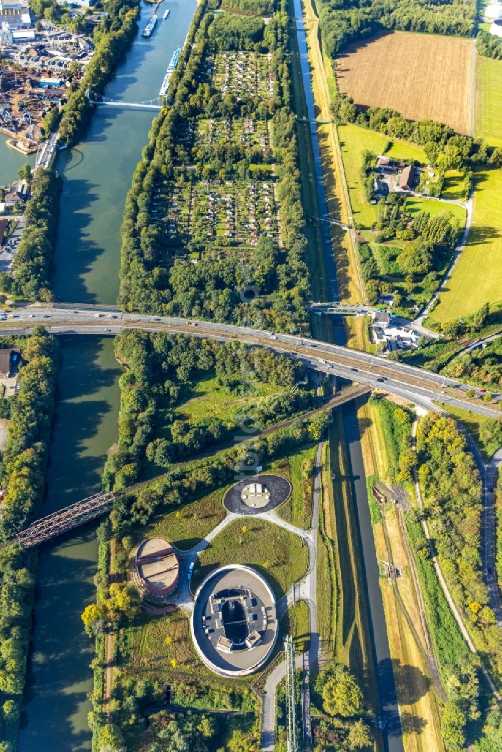 Gelsenkirchen von oben - Abwasserkanal - Pumpwerk in Gelsenkirchen im Bundesland Nordrhein-Westfalen