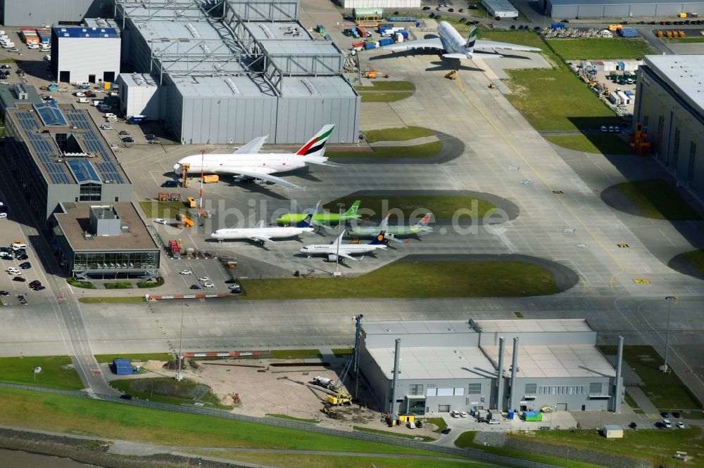 Luftbild Hamburg - Airbus Produktionsgelände und Werksflughafen Finkenwerder in Hamburg