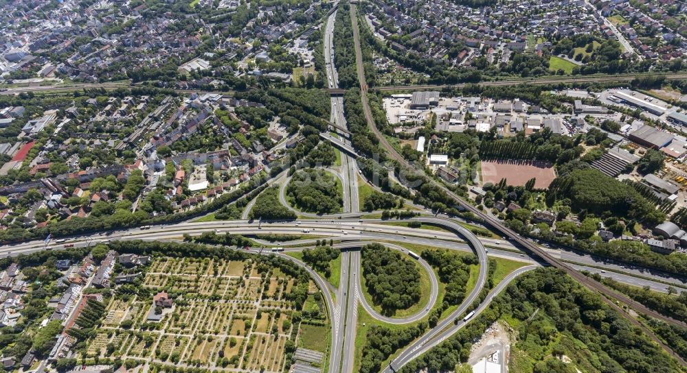 Herne aus der Vogelperspektive: AK Autobahnkreuz Herne in Nordrhein-Westfalen