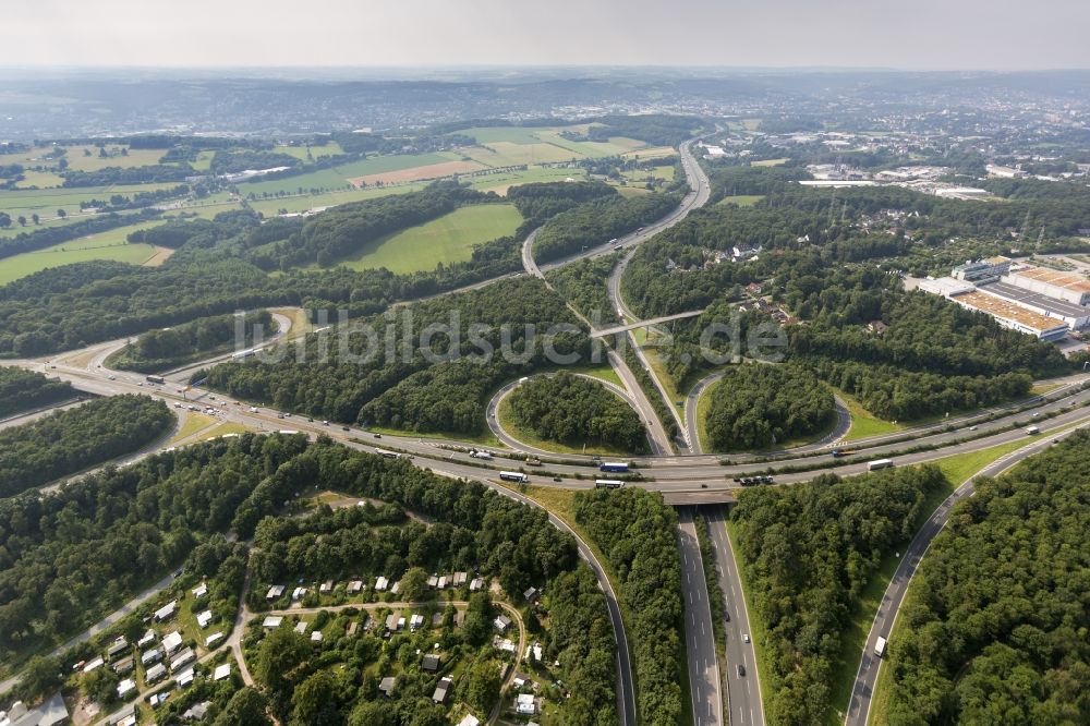 Sprockhövel aus der Vogelperspektive: AK Autobahnkreuz Wuppertal-Nord in Sprockhövel im Ennepe-Ruhr-Kreis ind Nordrhein-Westfalen