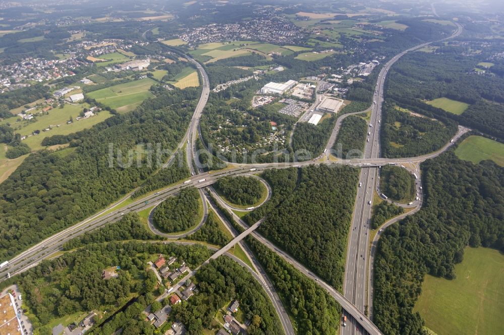 Luftbild Sprockhövel - AK Autobahnkreuz Wuppertal-Nord in Sprockhövel im Ennepe-Ruhr-Kreis ind Nordrhein-Westfalen