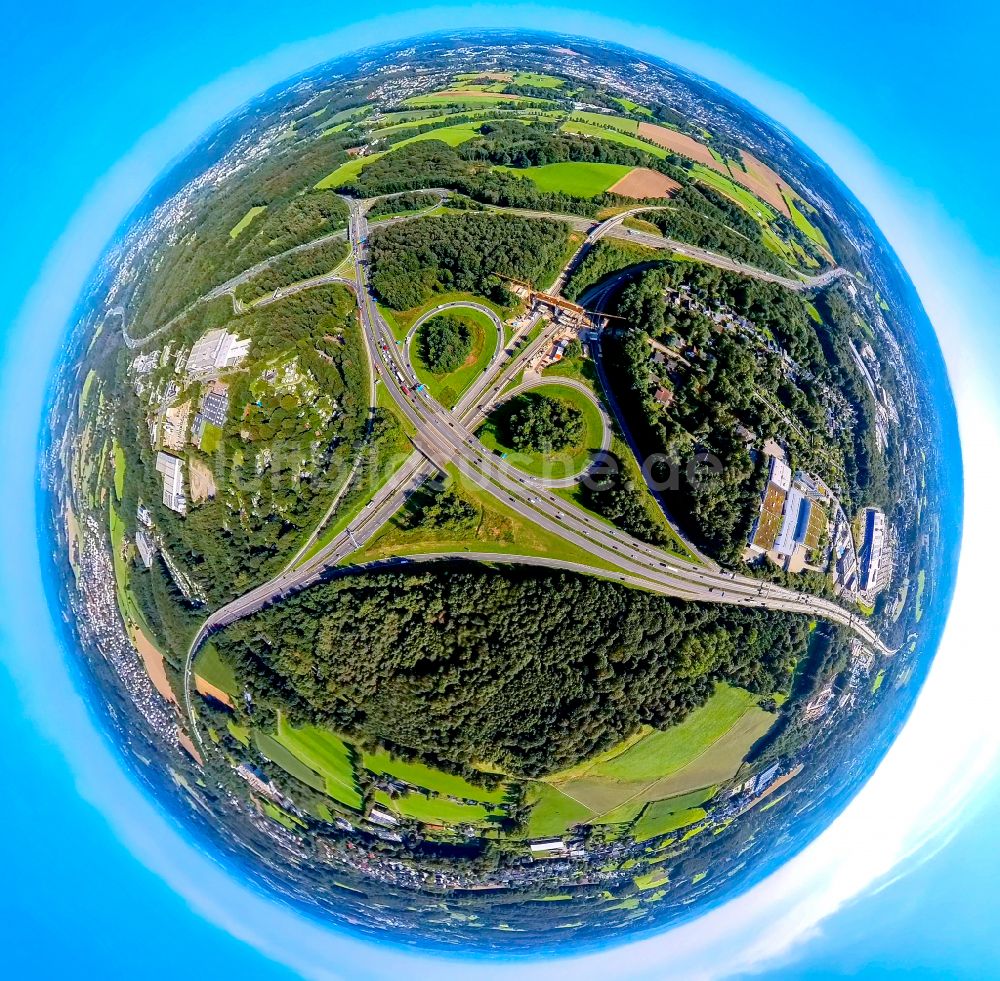 Stefansbecke von oben - AK Autobahnkreuz Wuppertal-Nord in Sprockhövel im Ennepe-Ruhr-Kreis ind Nordrhein-Westfalen