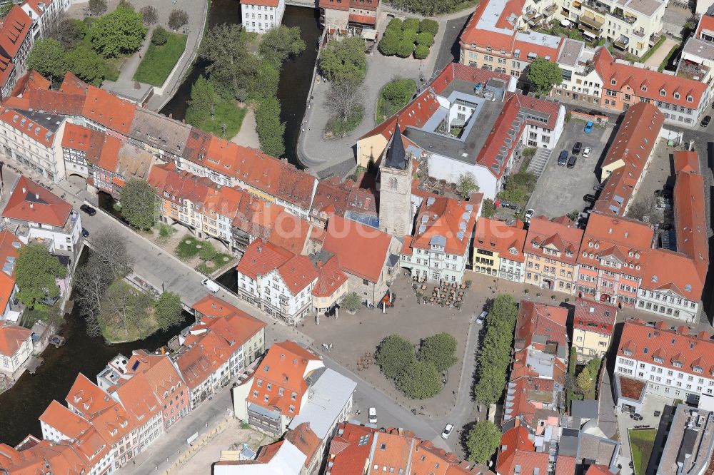 Luftbild Erfurt - Altbau- Brückenkomplex Krämerbrücke Erfurt über die Gera im Ortsteil Altstadt in Erfurt im Bundesland Thüringen, Deutschland