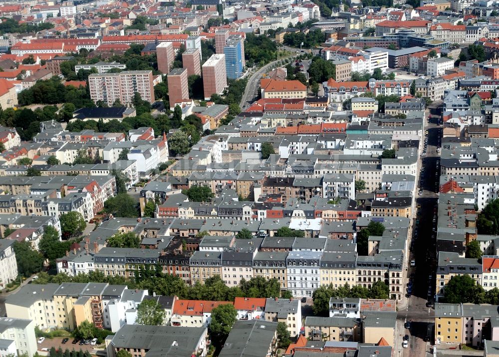 Halle / Saale aus der Vogelperspektive: Altbau - Mehrfamilienhaus - WohngebieteHalle an der Thomasiusstraße und Beyschlagstraße in Halle / Saale in Sachsen-Anhalt