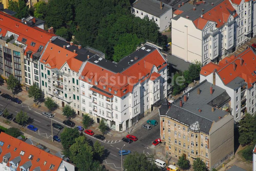 Leipzig von oben - Altbausanierung in der Leipziger Südvorstadt an der Windscheidtstraße Ecke Scheffelstraße