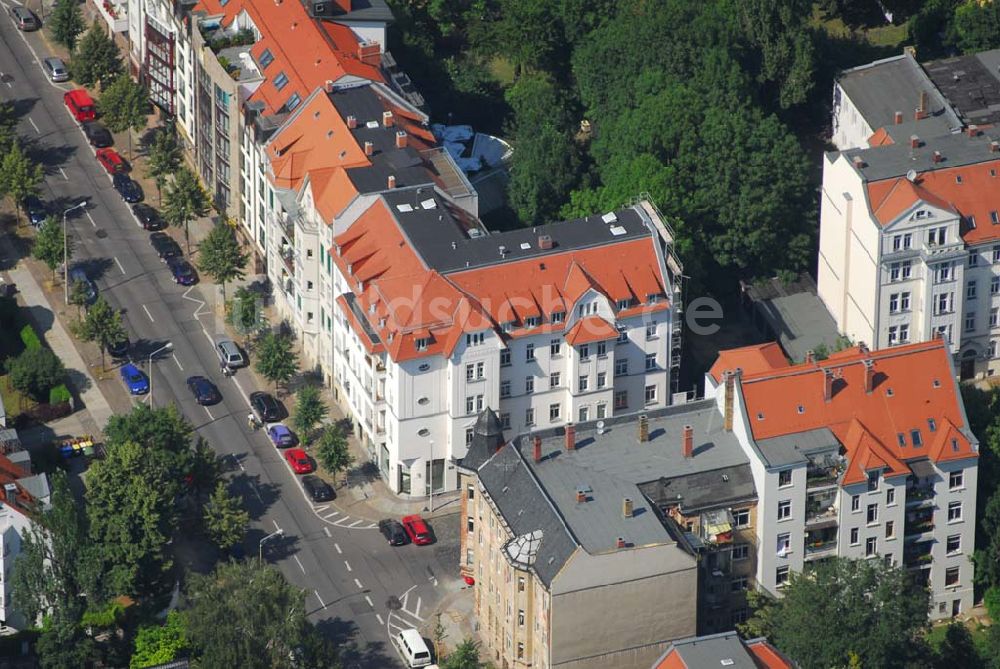 Luftbild Leipzig - Altbausanierung in der Leipziger Südvorstadt an der Windscheidtstraße Ecke Scheffelstraße