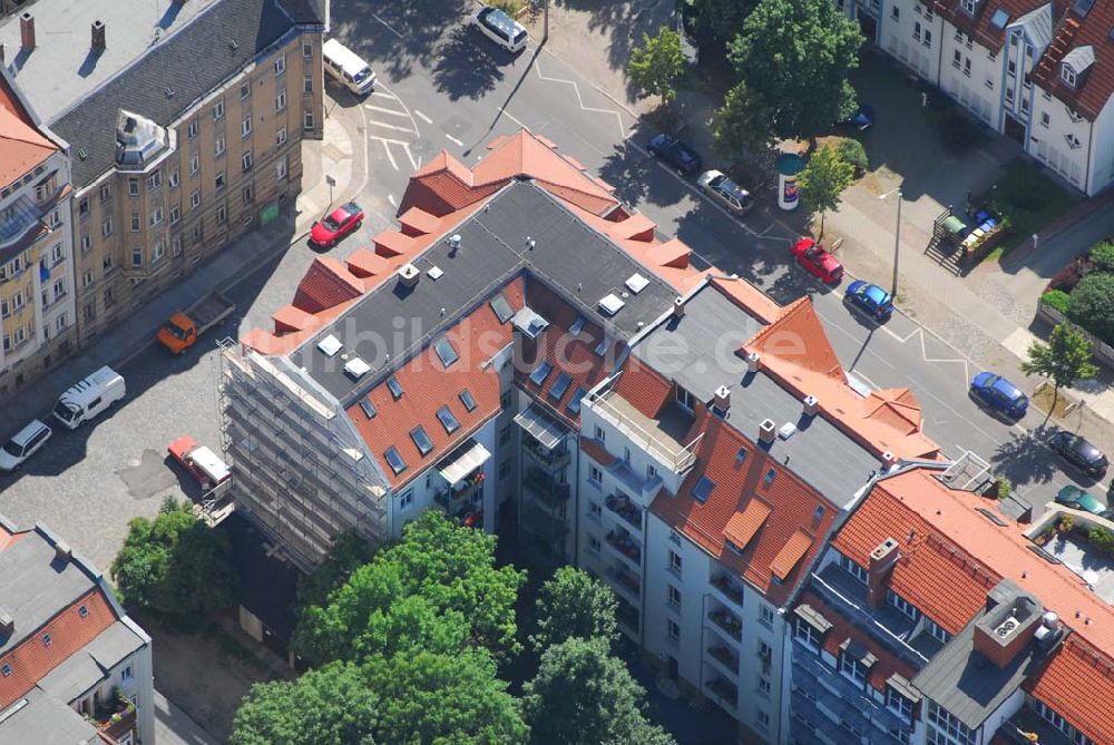 Luftaufnahme Leipzig - Altbausanierung in der Leipziger Südvorstadt an der Windscheidtstraße Ecke Scheffelstraße