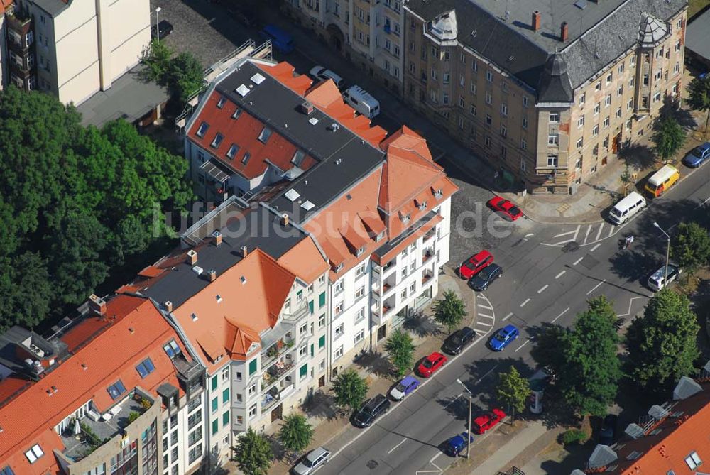 Leipzig von oben - Altbausanierung in der Leipziger Südvorstadt an der Windscheidtstraße Ecke Scheffelstraße