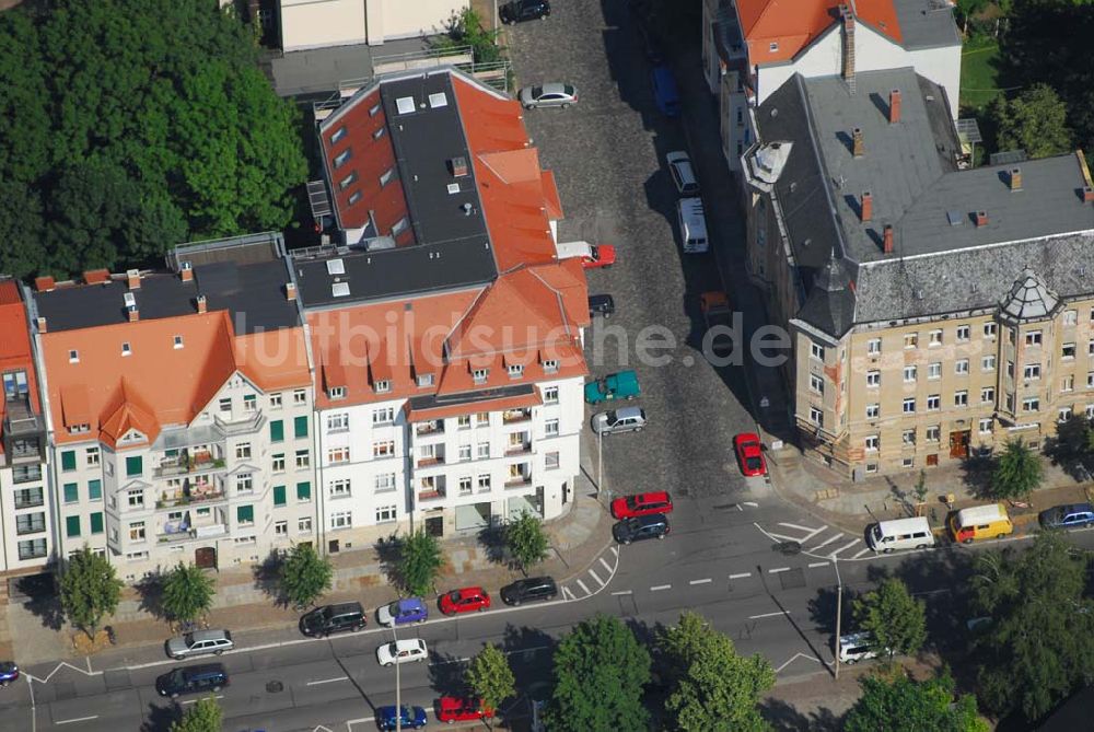 Luftaufnahme Leipzig - Altbausanierung in der Leipziger Südvorstadt an der Windscheidtstraße Ecke Scheffelstraße