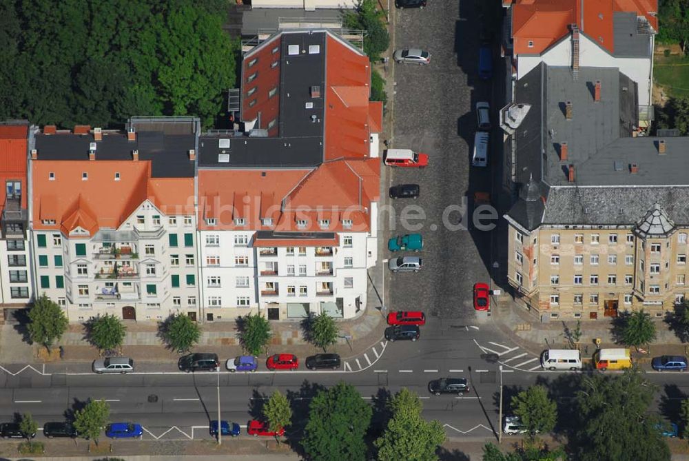 Leipzig von oben - Altbausanierung in der Leipziger Südvorstadt an der Windscheidtstraße Ecke Scheffelstraße