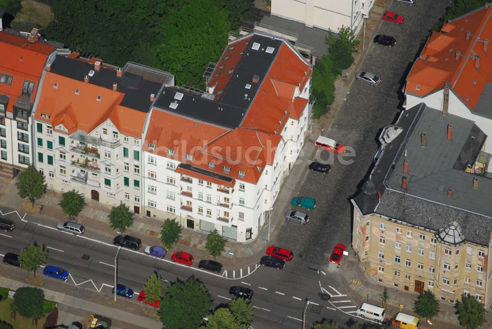 Leipzig aus der Vogelperspektive: Altbausanierung in der Leipziger Südvorstadt an der Windscheidtstraße Ecke Scheffelstraße