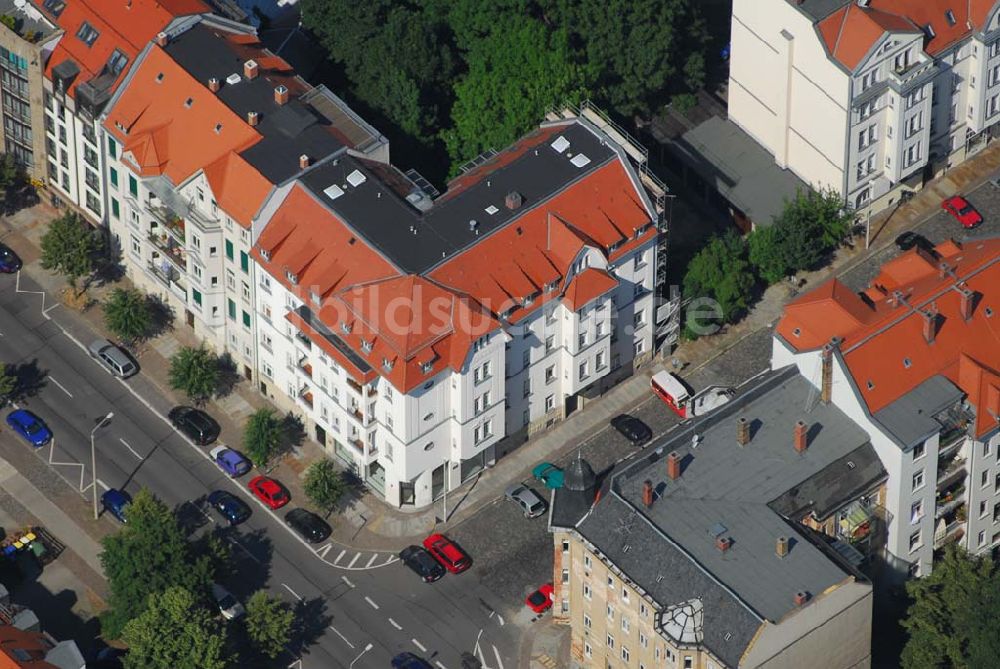 Luftaufnahme Leipzig - Altbausanierung in der Leipziger Südvorstadt an der Windscheidtstraße Ecke Scheffelstraße