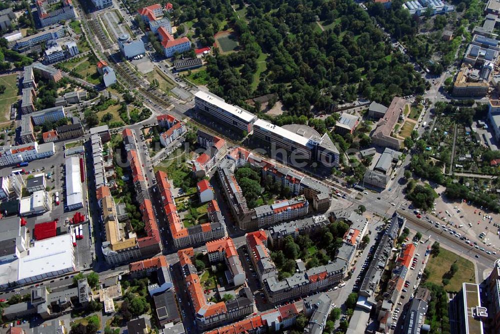 Luftaufnahme Leipzig - Altbausanierung in der Leipziger Volkmarstraße / Prager Straße