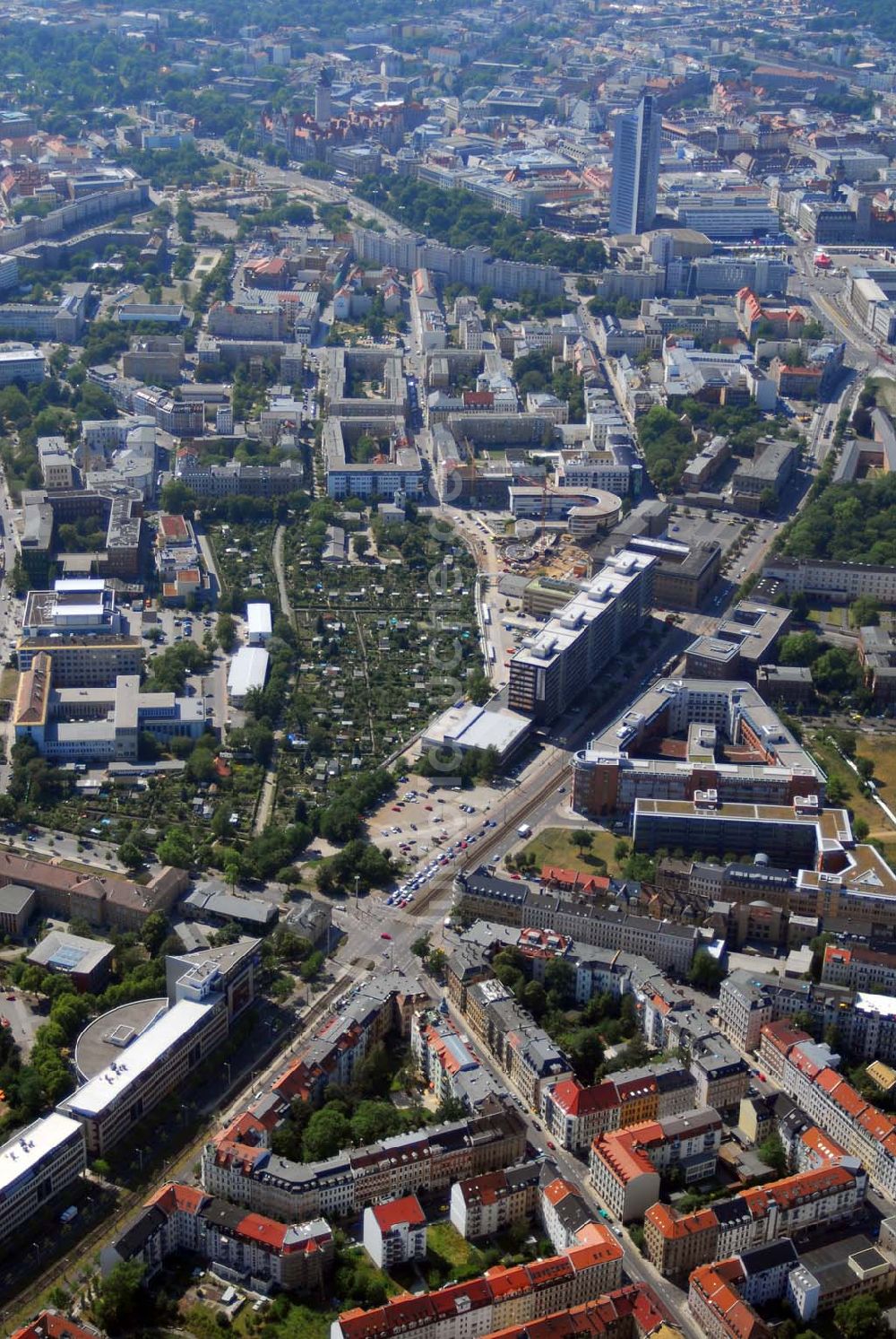 Leipzig von oben - Altbausanierung in der Leipziger Volkmarstraße / Prager Straße