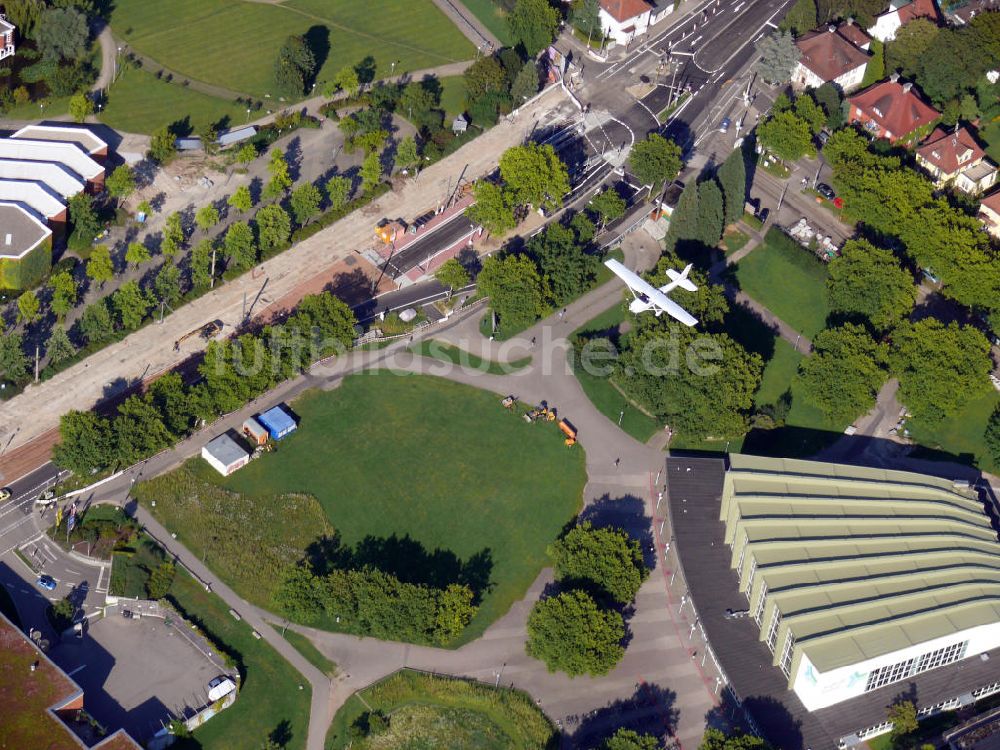 Freiburg im Breisgau aus der Vogelperspektive: Alte Stadthalle in Freiburg, Baden-Württemberg