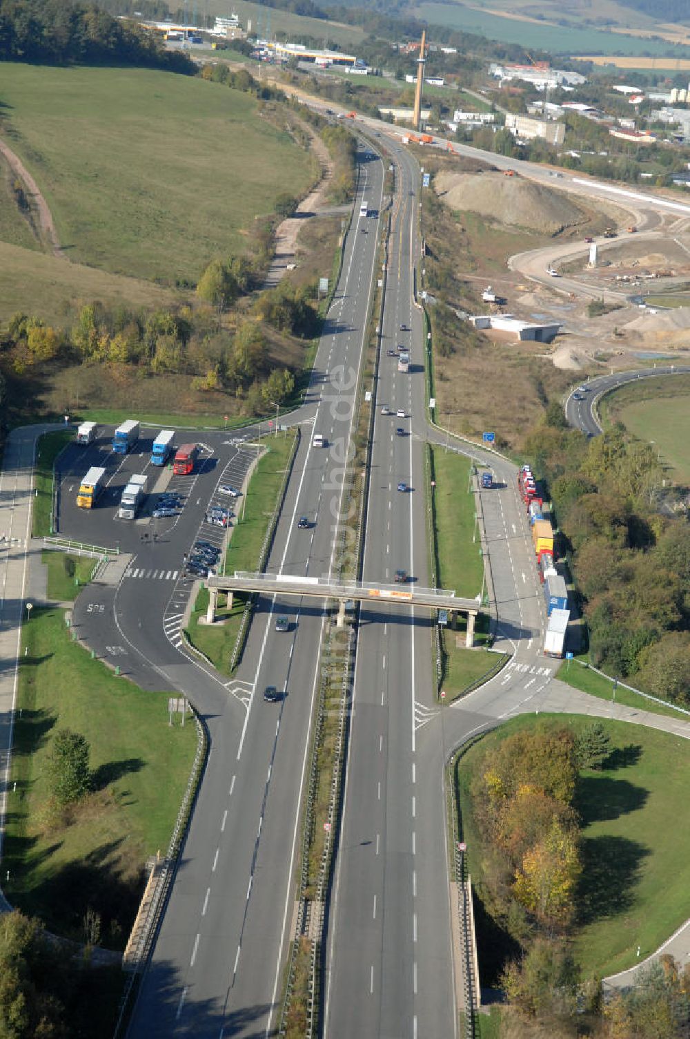 Luftaufnahme Eisenach - Alter Trassen-Verlauf der A 4 bei Eisenach