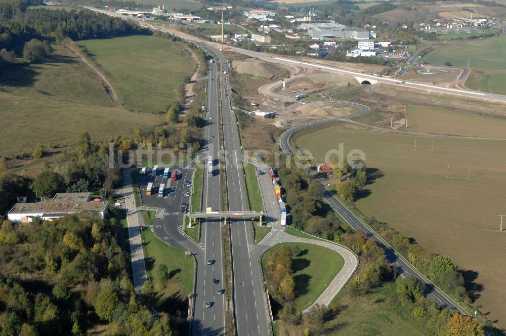 Eisenach aus der Vogelperspektive: Alter Trassen-Verlauf der A 4 bei Eisenach